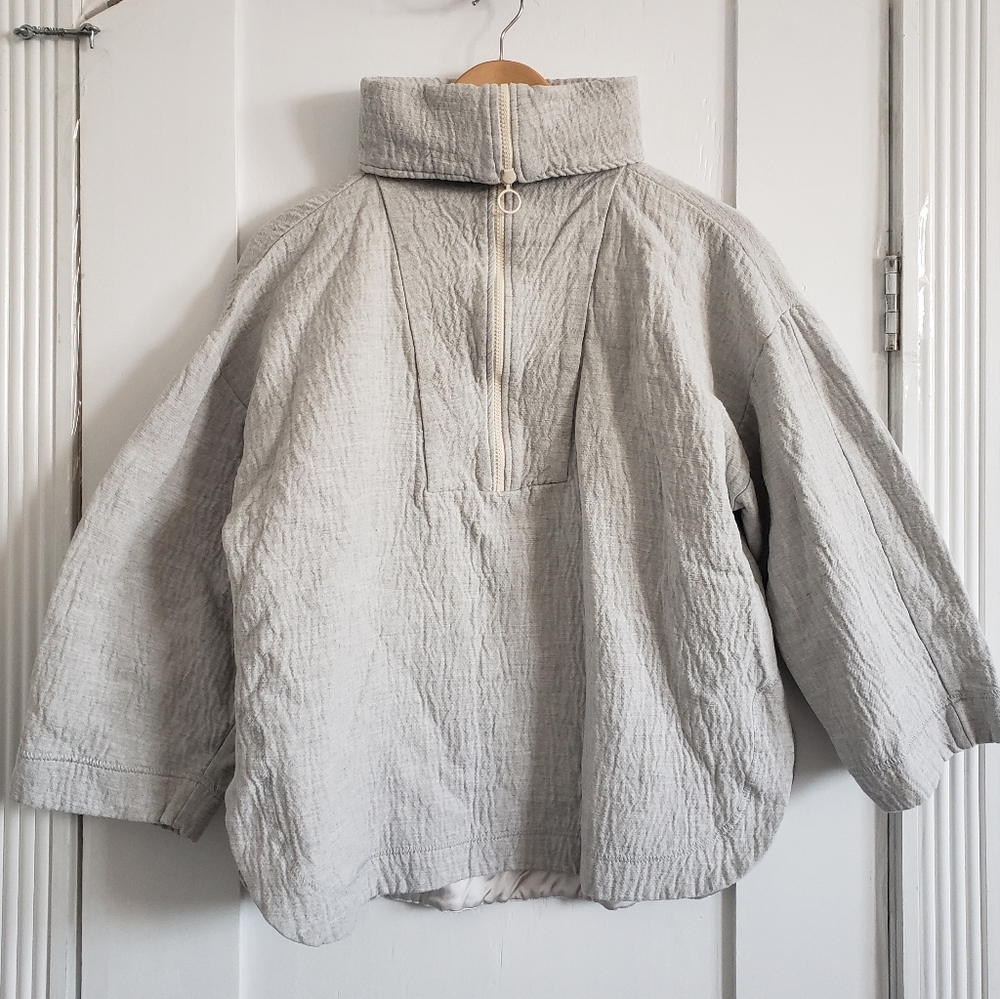 Zara Light Gray Oversized Half-Zip Sweater M - Picture 2 of 5